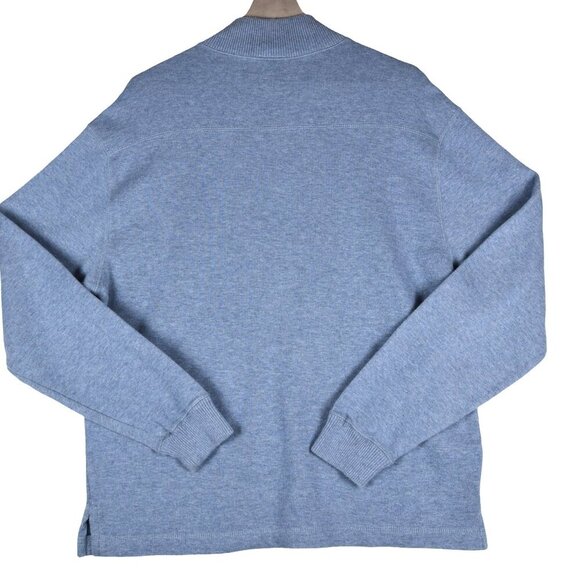 Jos. A. Bank Men's Sweater 1/4 Zip 100% Cotton Heathered Blue ( *1 flaw) - Picture 2 of 8